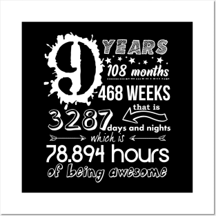 9 Years Old Funny 9th Birthday Girl Boy Gift 108 Month Posters and Art